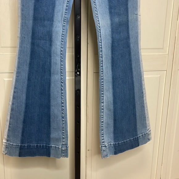 Grace in LA Women’s High Waist Retro 70’s Flared Three Tone Blue Jeans Size 28 - Picture 3 of 10